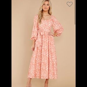 Aura peach floral print maxi dress